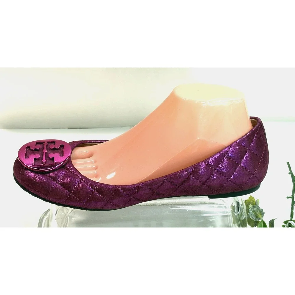 Tory Burch Metallic Pink Quilted Ballet Flats Womens Size 9